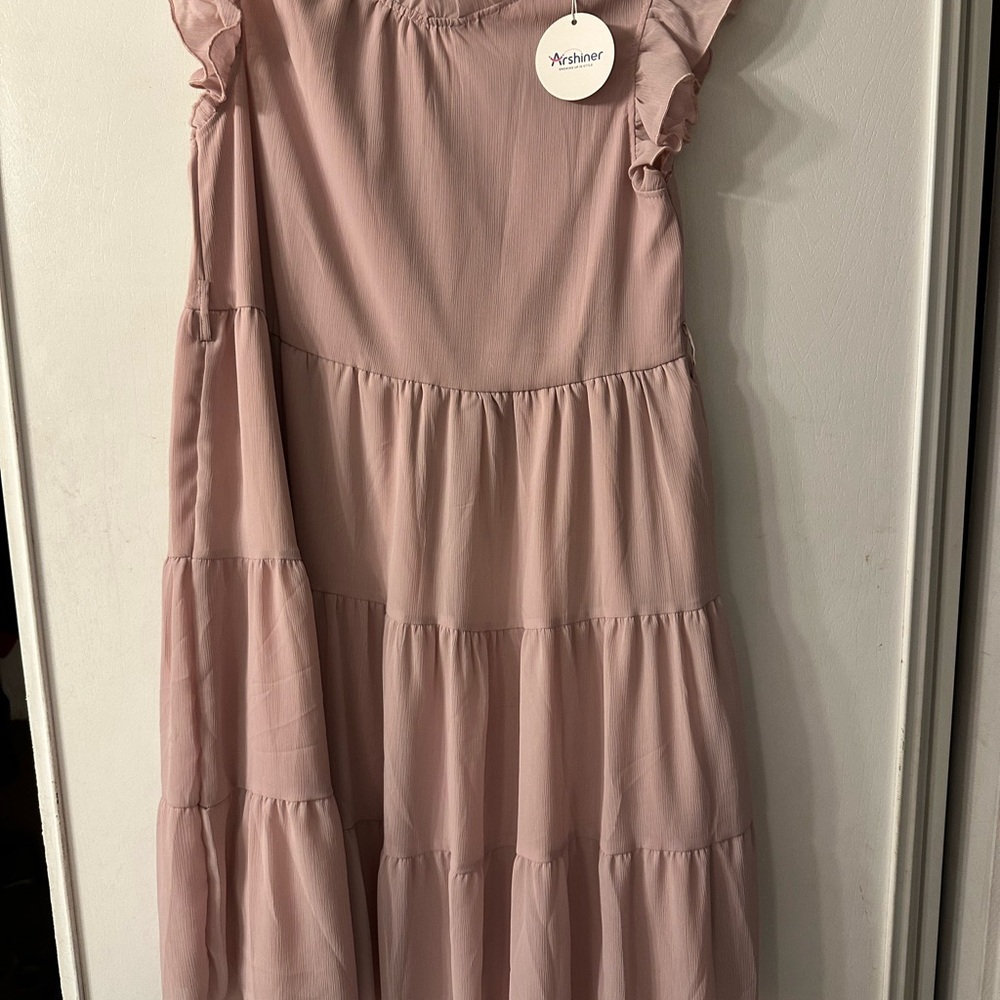 Charming Pink Tiered Kids Dress